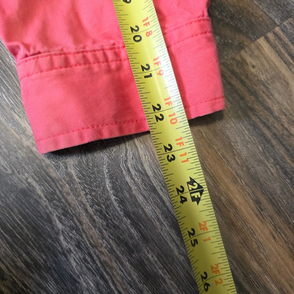 J. Jill Coral Pink Jacquard Leaf Cotton Trucker Jacket Womens Large L Button Up - Picture 9 of 10